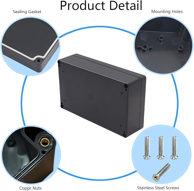 Project Box IP65 Waterproof Junction Box ABS Plastic Black Electrical Boxes DIY - Image 5