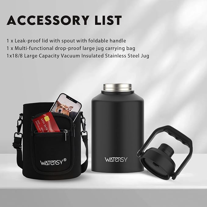 WATERSY Half Gallon Water Bottle Insulated, BPA Free&Leak Proof, 64oz Stainless - Image 6