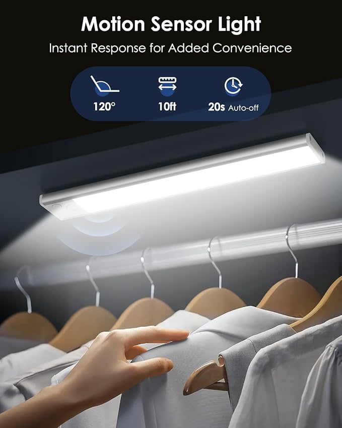 5-Pack 12in Under Cabinet Lighting, Upgraded 2500mAh Rechargeable Under Cabinet - Image 2