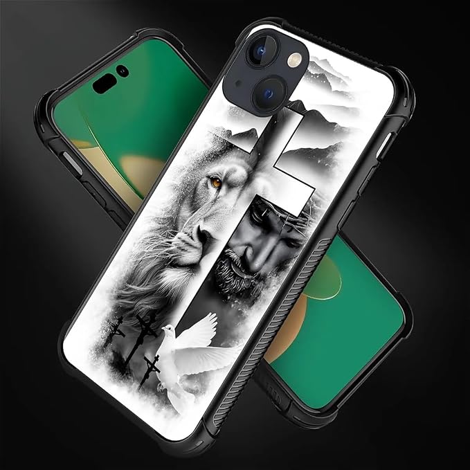for iPhone 14 Plus Case, Lion Cross Jesus Christ Dove Pattern Made of Soft - Image 3