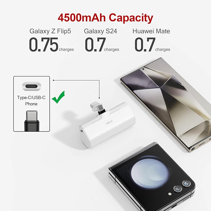 iWALK Small USB-C Portable Charger, 4500mAh Portable Charger - Image 2