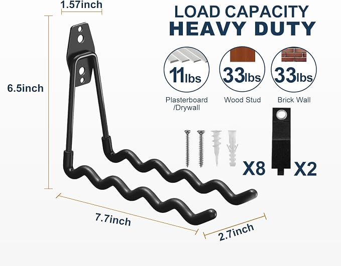 Garage Hooks Heavy Duty, 4 Pack Wave Steel Garage Storage Hooks - Image 2