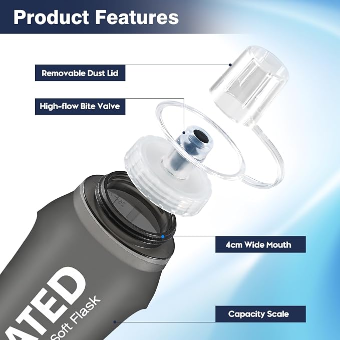 SLUXKE 3 Pack Soft Water Bottle, 25oz/750ml Flask Running Bottles - Image 2