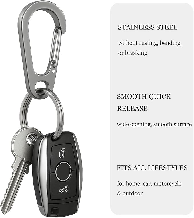 Stainless Steel Carabiner Keychain, Quick Release Heavy Duty Key Clip - Image 2