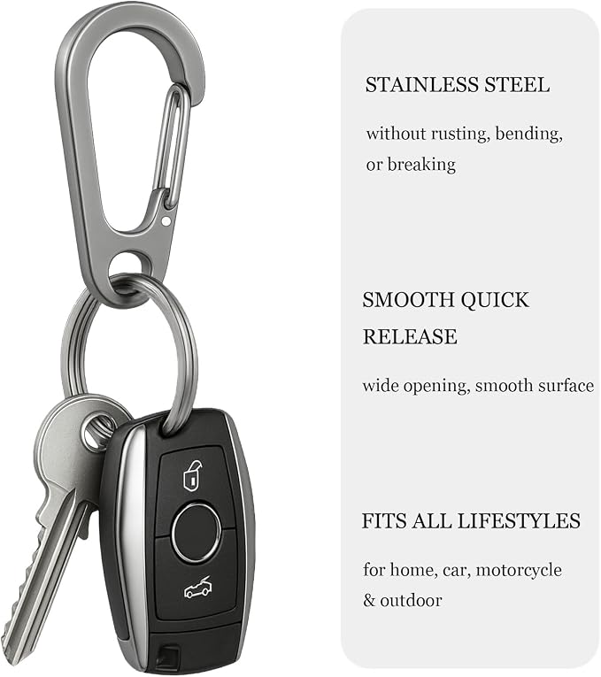 Stainless Steel Carabiner Keychain, Quick Release Heavy Duty Key Clip - Image 2