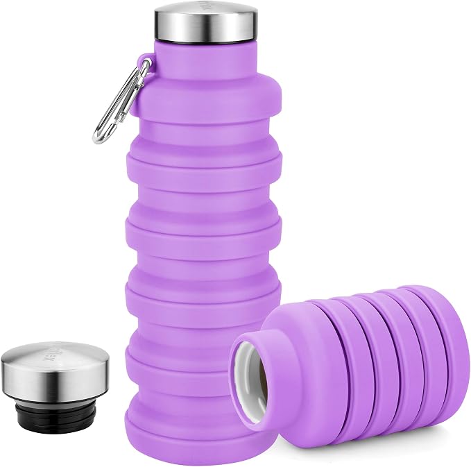 Collapsible Water Bottles 17oz, Portable Leak-Proof Travel Water Bottle by Sitanflex