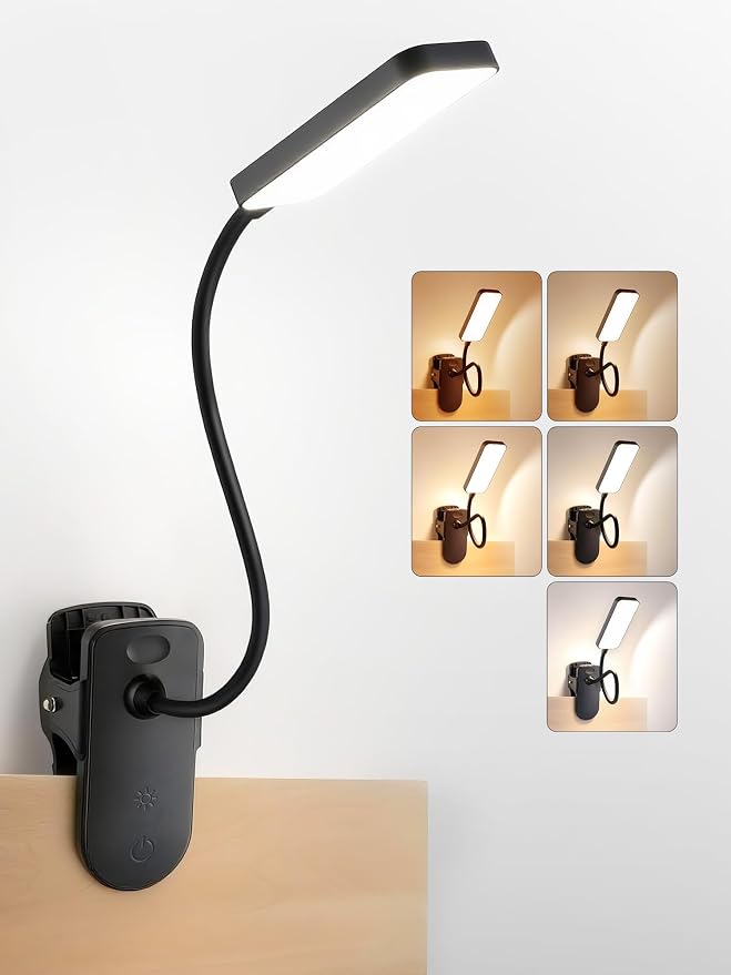 Clip on Light, 9 Brightness+5 Color Rechargeable Desk Lamp, 4000mAh Battery by Unknown