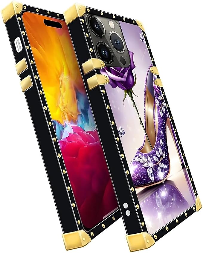 Compatible with iPhone 15 Pro Max Case, High Heeled Purple Diamond Rose Luxury - Image 3