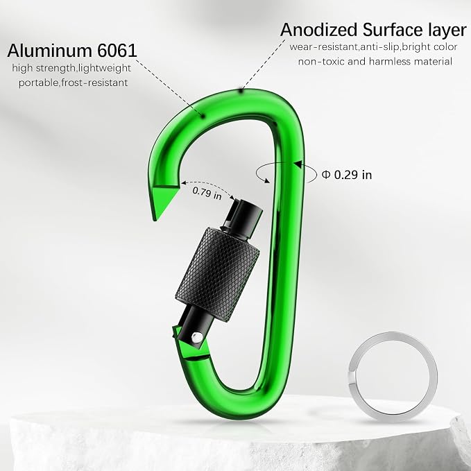 sprookber 3" Locking Carabiners | Keychain Carbineers D Ring Key Clip Spring - Image 4