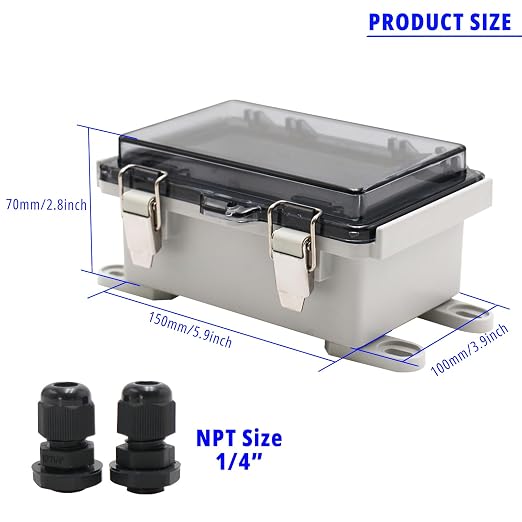 MAKERELE ABS Plastic Small Outdoor Waterproof Box Clear Hinged Shell Outdoor - Image 2