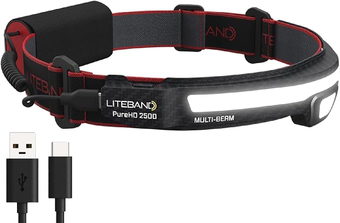LITEBAND PRO Multi-Beam Rechargeable LED Headlamp, 2500 Lumens, 210° Wide Beam by Liteband