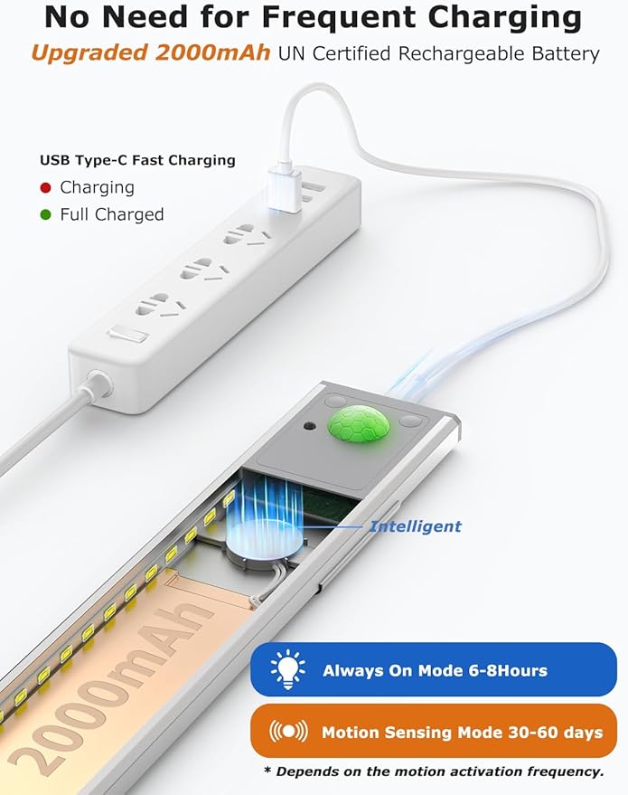 12" Ultra-Thin Under Cabinet Lighting Wireless, Aluminum Alloy Under Counter - Image 5