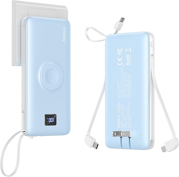 Portable Charger Built-in Cables, AC Wall Plug and Magnetic Wireless iWatch by ANOUV