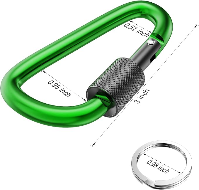 sprookber 3" Locking Carabiners | Keychain Carbineers D Ring Key Clip Spring - Image 2