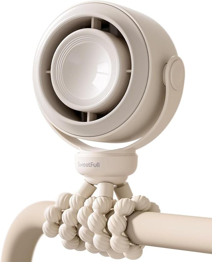 SWEETFULL Portable Stroller Fan, Pinch-Proof Baby Fan, 10H Battery, 5-Speed by SweetFull%C2%AE