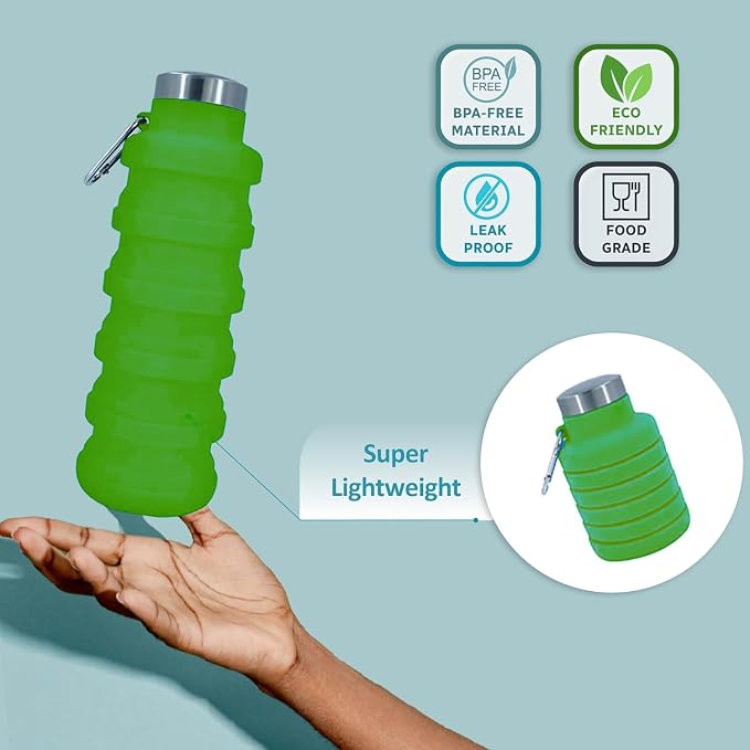 Collapsible Water Bottles 17oz, Odorless BPA-Free Silicone, Leak-Proof Foldable - Image 5