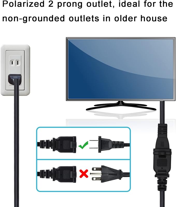 10 FT 2 Prong Extension Cord, Male/Female Power Cable - Image 3