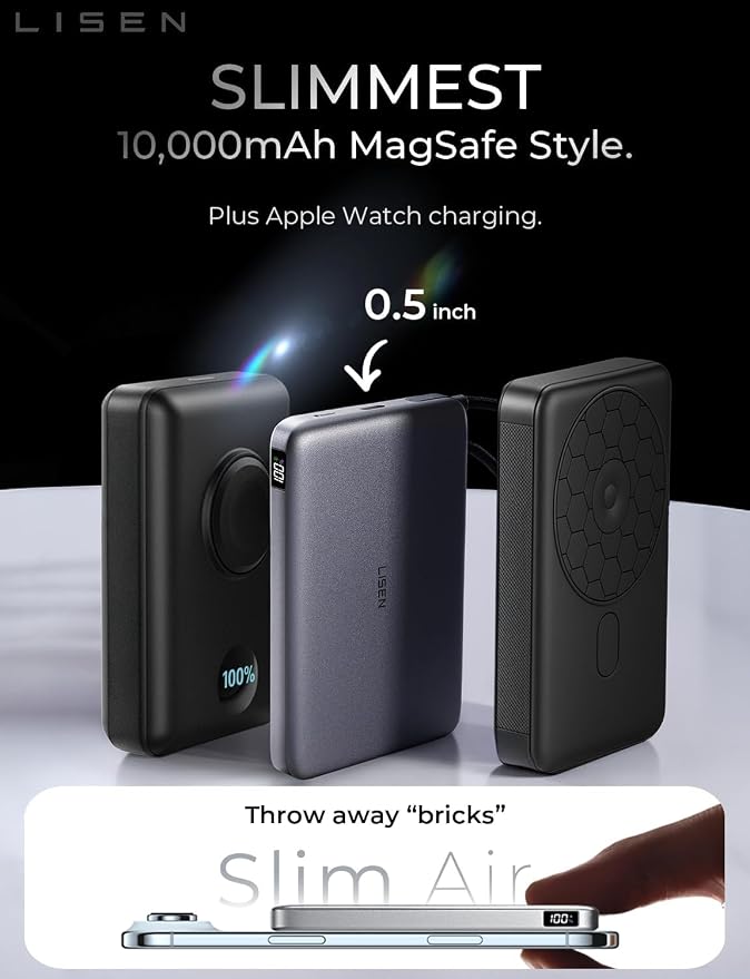 LISEN 0.5'' Ultra Slim MagSafe Power Bank - Image 6