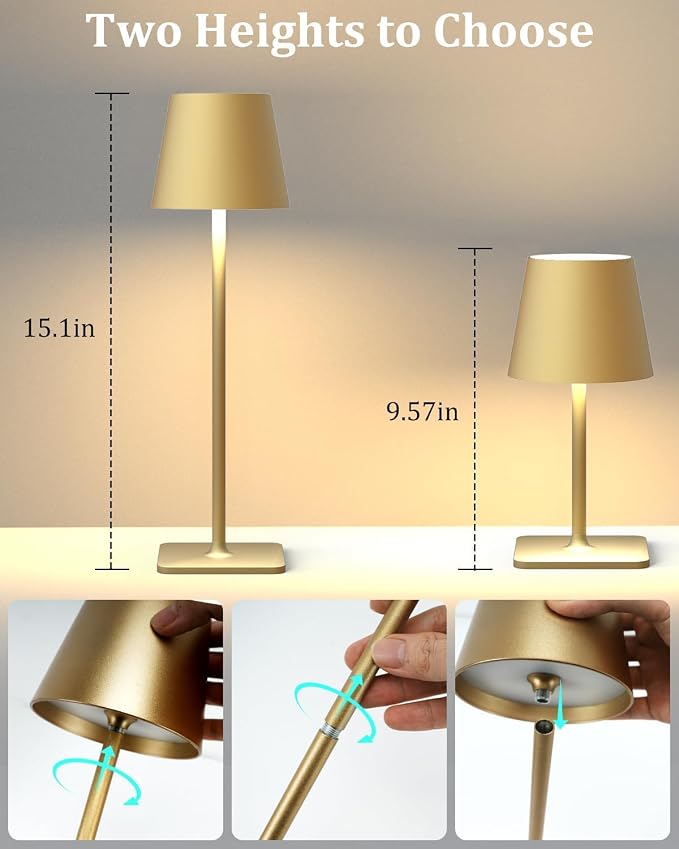 Fizrice Cordless Table Lamp, 6000mAh Battery Operated, 250LM Adjustable - Image 7
