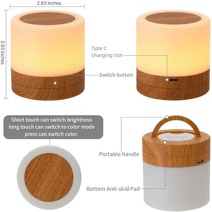 Nursery Night Light for Kids, USB Rechargeable Small Desk Lamp, 13 RGB Colors & - Image 3