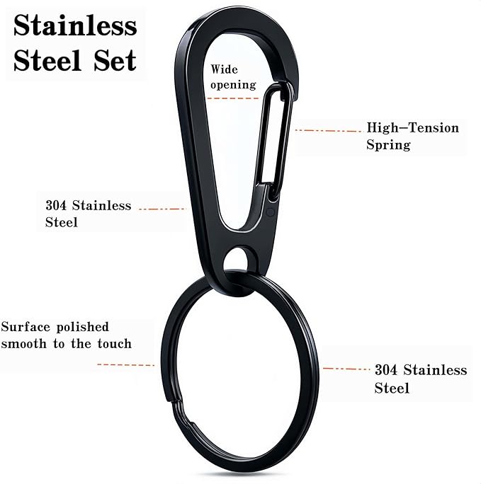 Stainless Steel Carabiner Keychain, Quick Release Heavy Duty Key Clip - Image 3