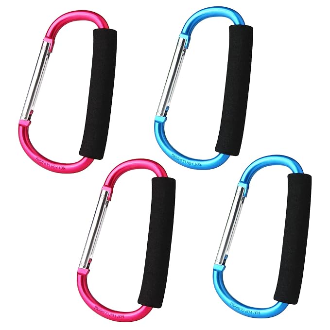 4 Pack Large Carabiner 5.5" D Style Click and Carry Bag Carrier Stroller Hooks by sansheng