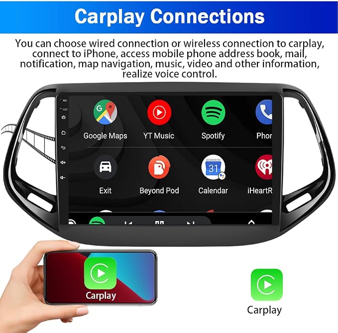 10" Android 13 Car Stereo for Jeep Compass 2017-2019, 2.5D 1080P HD Touch Screen - Image 8