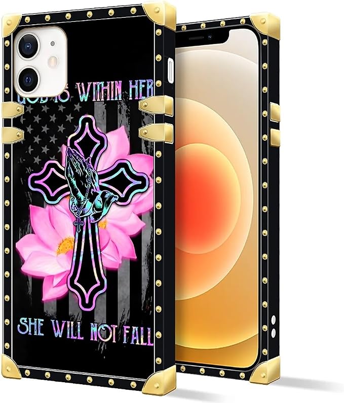 Compatible with iPhone 11 Case, Praying Cross Hands Luxury Golden Decoration - Image 2