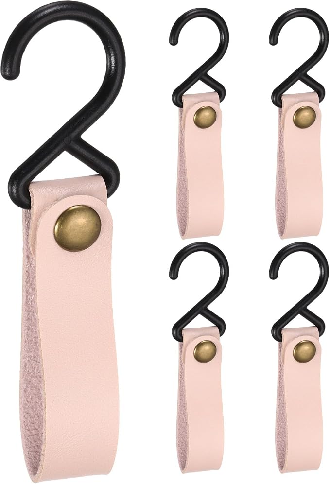 uxcell 5pcs PU Leather Hooks, Leather Straps by uxcell