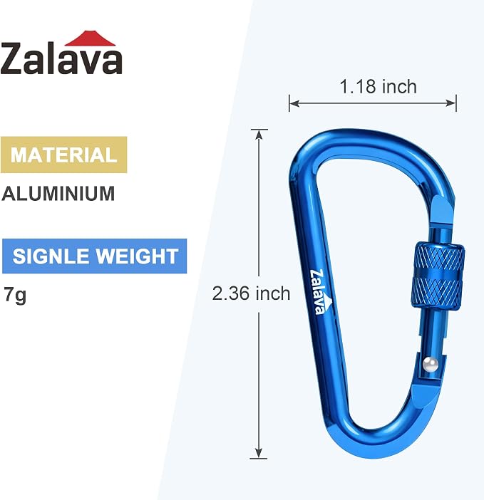 6PCS Carabiner Keychain, 2 inch Aluminum D-Clip Caribeener - Image 2