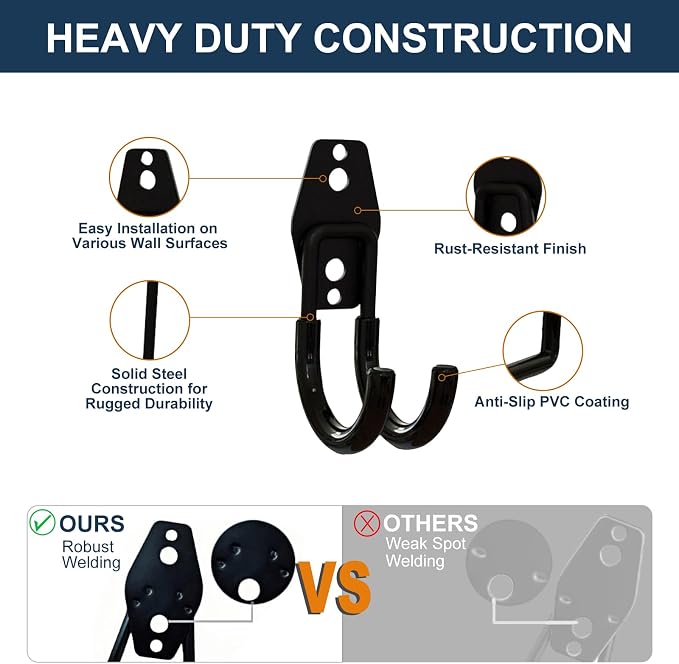 Garage Hooks Heavy Duty, 6 Pack Small Round Steel Garage Storage Hooks - Image 3