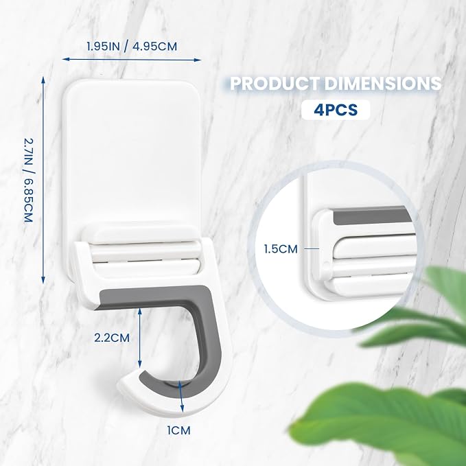 4 Pcs White Broom and Mop Holder Wall Mount Self-Adhesive Anti-Slip Gripper - Image 2