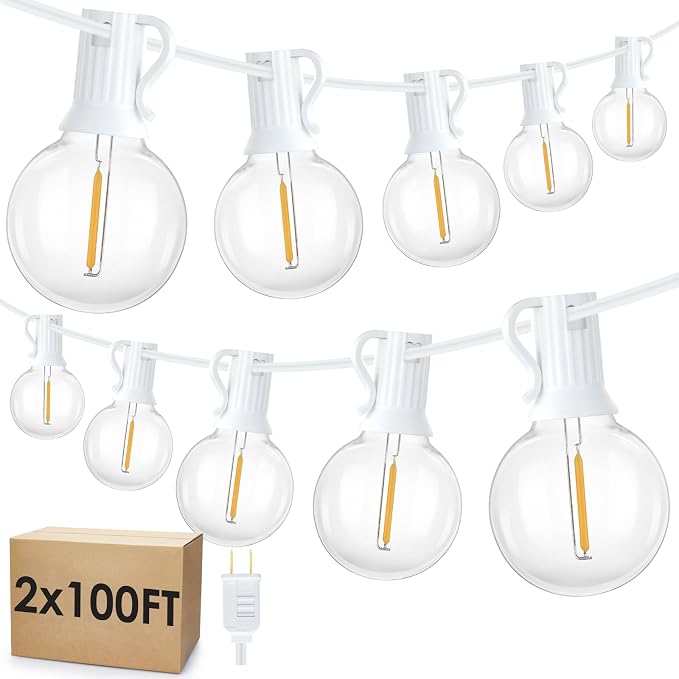Mlambert 200Ft LED Outdoor String Lights, Dimmable G40 Globe Patio Lights - Image 7
