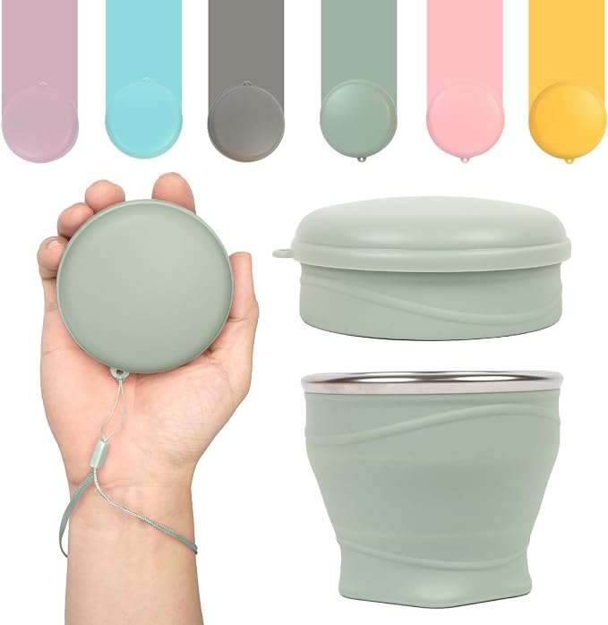 Collapsible Travel Cup with Lid by zhuzhiloono