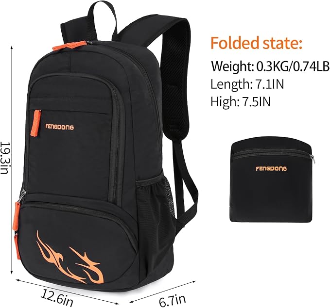 FENGDONG 35L Lightweight Foldable Waterproof Packable Travel Small Hiking - Image 2