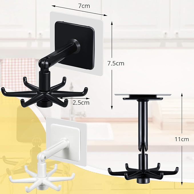 4 Pieces 360 Rotating Folding Hook Multi-purpose Hanging Utensil Holder Hook - Image 2