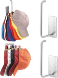 Hat Racks for Baseball Caps 2 Pack, Stainless Steel Adhesive Hat Hanger Hooks by Letohoumia