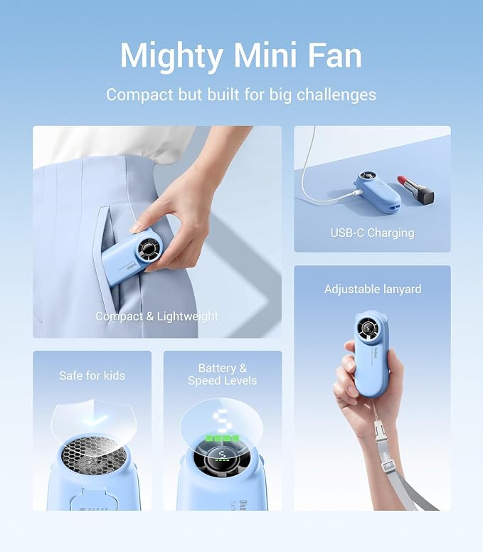 Diveblues TurboBear Portable Handheld Turbo Fan, 5 Gear Wind, Travel Essentials - Image 4