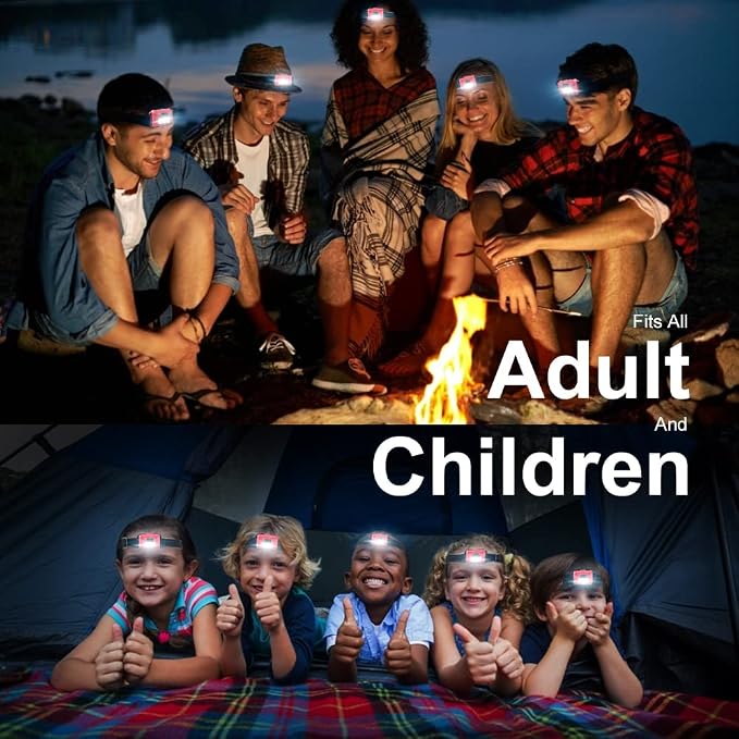 8 Pack Led Headlamp for Adults and Kids, 1.1oz/31g COB Flood Light Ultra Bright - Image 7