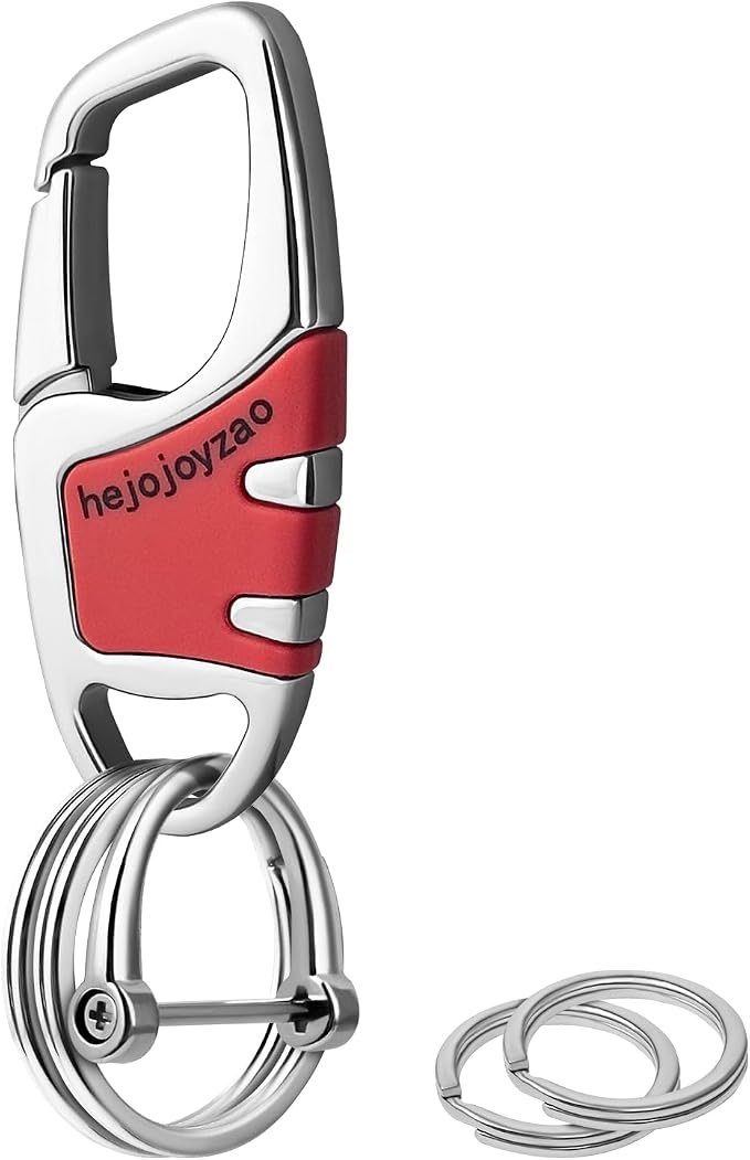 Keychain with Carabiner Clip, 4 Heavy Duty Key Rings and D Ring by Welcomehere%EF%BC%81