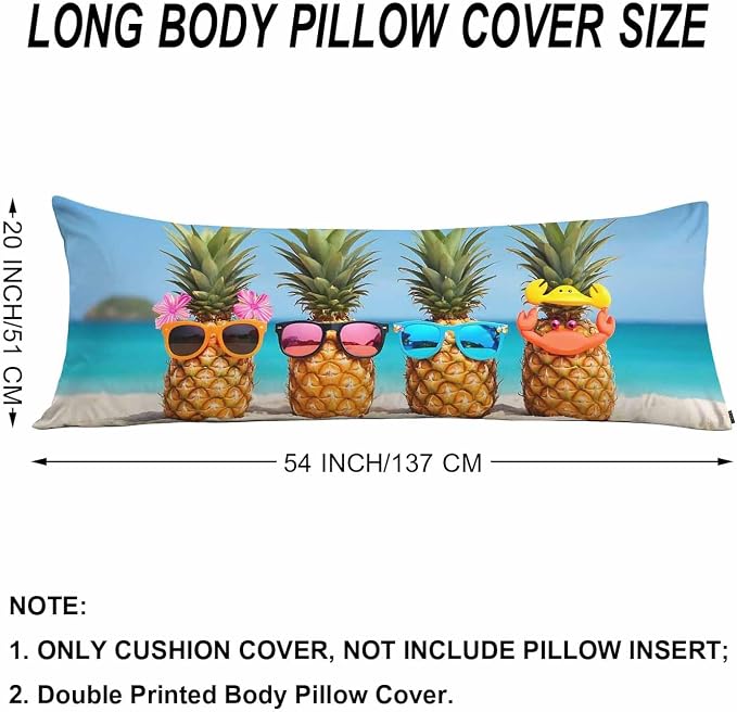 Pineapple Decorative Home Pillow Covers, Beach Pineapples Long Body Pillow - Image 6