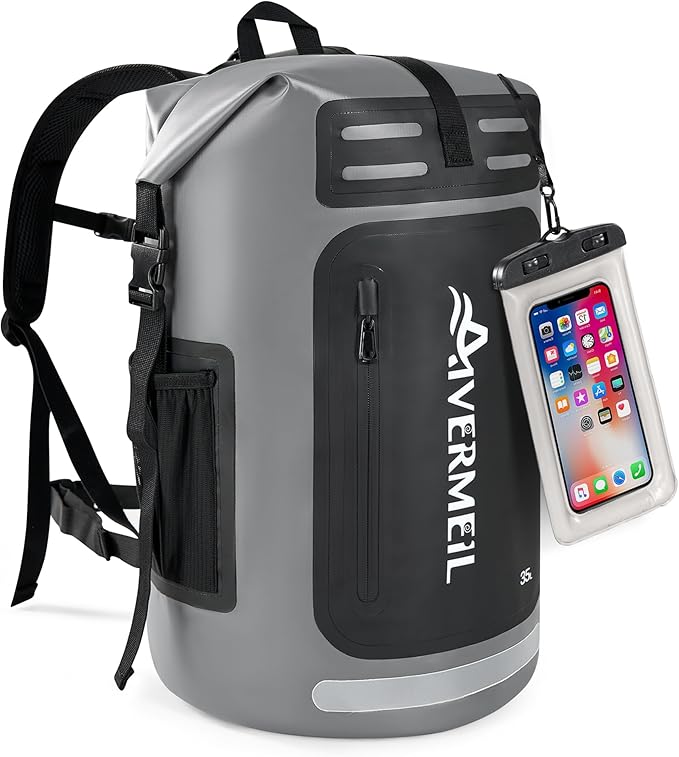 Waterproof Dry Bag with Waterproof Phone Case Grey by Aivermeil