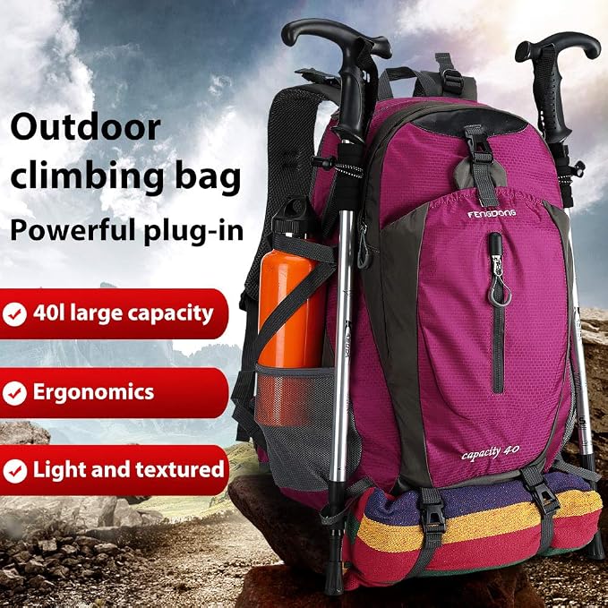 FENGDONG 40L Waterproof Lightweight Outdoor Daypack Hiking, Travel Backpack - Image 5
