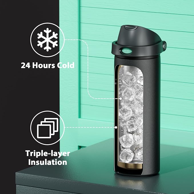 24 oz Insulated Water Bottle for Sports: Meoky Stainless Steel Water Bottle - Image 4