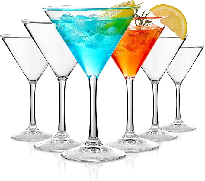 Unbreakable Martini Glasses Set of 6, 10 oz Plastic Martini Cocktail Glasses by Hlukana