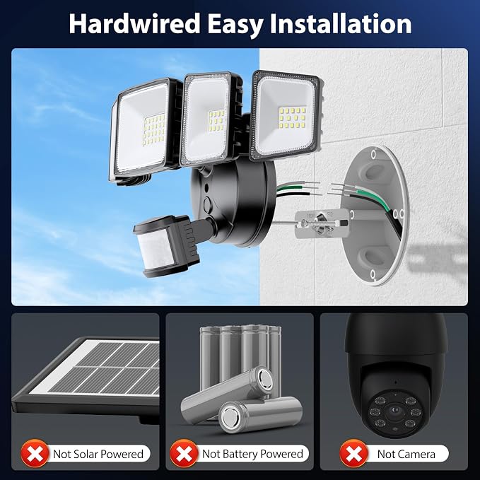 Onforu 7000LM 70W Motion Sensor Outdoor Lights, 5 Head Flood Lights Outdoor - Image 7