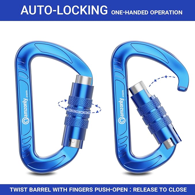 3inch Auto Locking Carabiner Clips Heavy Duty, 12KN /2697lbs Lightweight - Image 3