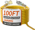 PlugSaf 14/3 Gauge Yellow Outdoor Extension Cord 100 ft Waterproof by PlugSaf