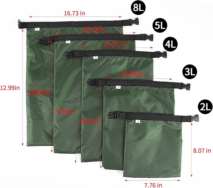 Dry Bags Waterproof Set, 5 Packs Ultralight Waterproof Bags Small Stuff Sack - Image 7