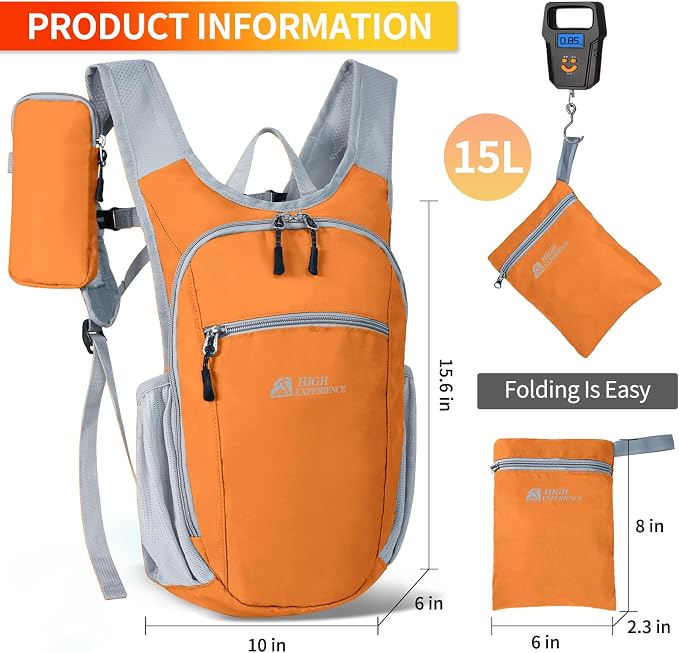 Hiking Backpack 10L/15L Small Daypack Lightweight Packable Travel Foldable - Image 3